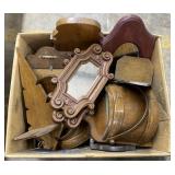 (D) Box Lot Of Vintage Wooden Wall Decor: