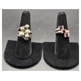 (AD) Sterling Silver Rings-With Pink Tourmaline