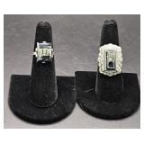 (AD) Sterling Silver And Onyx Cocktail Rings  -