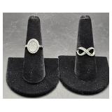 (AD) Sterling Silver And White Sapphire Rings.