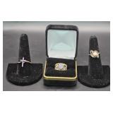 (A) Sterling Silver Rings Total Weight 8.3 Grams.