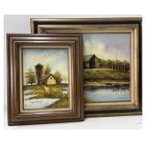 (O) Pair of Everett Woodson Paintings On Canvas .