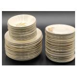 (O) Golden Wheat 22KT Gold Rimmed Plates, Largest