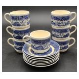 (O) USA Blue Willow Teacups & Homer Laughlin