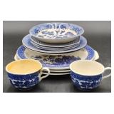 (O) Blue Willow Teacups & Dishware incl. Royal
