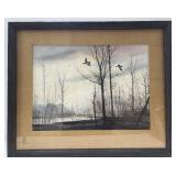 (W) Painting Of Ducks in Flight By David