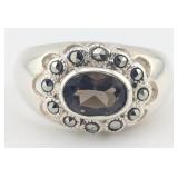 Vintage Sterling Smoky Quartz & Marcasite