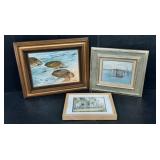(M) Lot Of Three Paintings Sea Turtles (Largest
