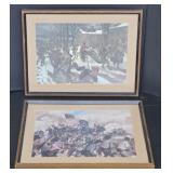 (II) Two Framed Military Prints: Merry Christmas