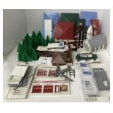 (P) A lot Of Assorted Set Pieces: Trees, Church,