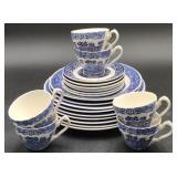 (O) England Blue Willow Teacups, Saucers, & Royal
