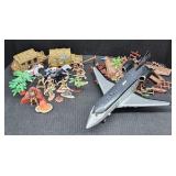 (AA) Cowboy & Indian Toy Set And Plane From The