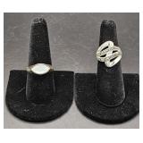 (AD) Sterling Silver Marcasite Ring Size 6 And