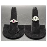 (AD) Sterling Silver Fashion Rings.  Pink