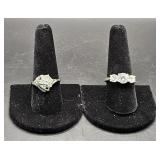 (AD) Sterling Silver Cocktail Rings With White