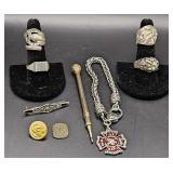 (A) Jewelry Lot Includes Spoon Rings, Fire