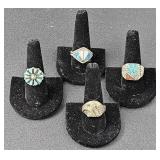 (A) Turquoise Rings: Flower Size 9, Eagle Size