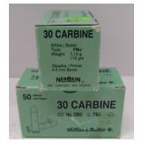 (M) 100 Rounds of 30 Carbine Bullets