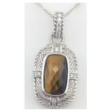 Sterling Judith Ripka Faceted Tigers Eye Pendant