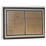 (D) Framed Wall Street Journal Front Page And