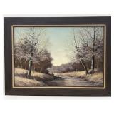 (W)  Signed Ira Remsen Winter Landscape, Oil On