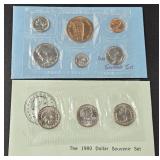 (A) 1980 Dollar Souvenir Set And 1981 Denver Mint