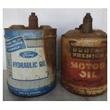 (Q) Metal 5 Gallon Oil Cans