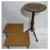 (P) Wooden Table and Foot Tables