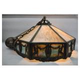 (A) Vintage Slag Glass Hanging Lamp