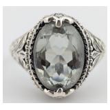 Sterling Oval Cut Green Prasiolite Filigree