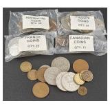 (II) Foreign Coin Lot Includes Mexico, France,