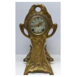 (M) Antique New Haven Gilt Metal Mantel Clock