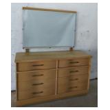 (F) MCM Wood Veneer Dresser with Mirror