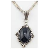 Vintage Sterling QT Signed Black Onyx Liquid