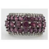 Sterling 3 Row Purple Garnet & White Sapphire