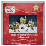 (T) 16 PC Lighted Porcelain Village Set