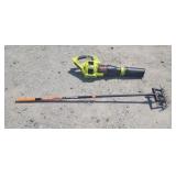 (T) Fiskars Tiller Cultivator & Ryobi Leaf Blower