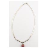 Vintage Sterling Omega Red Carnelajan Drop