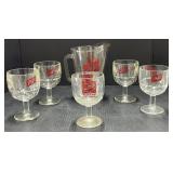 (P) Schlitz Beer, Glass Pitcher And Four Schlitz