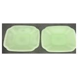 (O) 6 Inch Rippled Edge Square Jadeite Plates.