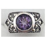 Vintage Sterling Purple Amethyst & Marcasite