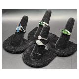 (AD) Costume Jewelry Rings Silver With Gemstones