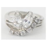 Sterling Marquis & Round Cut White Sapphire