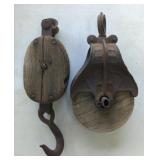 (F) Antique Pulley and Vintage Block