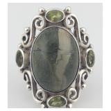 Vintage Sterling Nepal Green Labradorite &