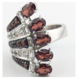 Sterling Multi Cut Garnet & Sapphire RingUnique