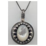 Vintage Sterling Suarti Bali MOP Cabochon Pendant