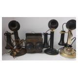 (Q)  Vintage Brass Rotary Candlestick Telephone