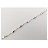 Vintage Sterling Multi Gemstone Link Bracelet
