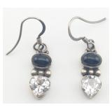 Vintage Sterling Black Onyx & White Topaz Drop